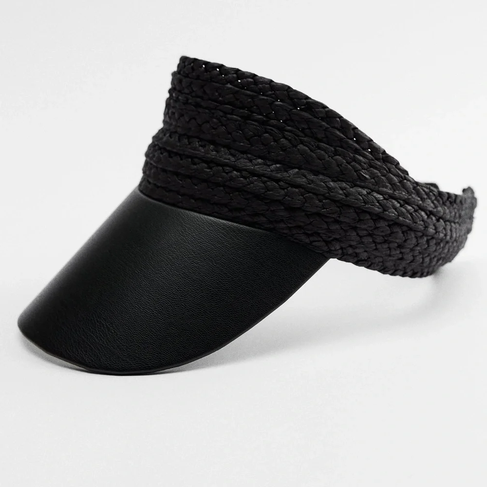 NWT. Zara Black Raffia Vizor. Size S-M.